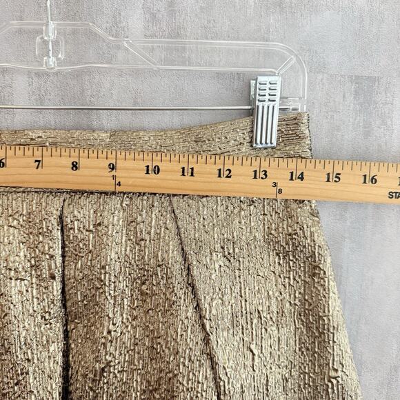 Eliza J Skirt Size 6 A-line Gold Metallic Box Pleat Lined Pockets Maximalist - Picture 8 of 11